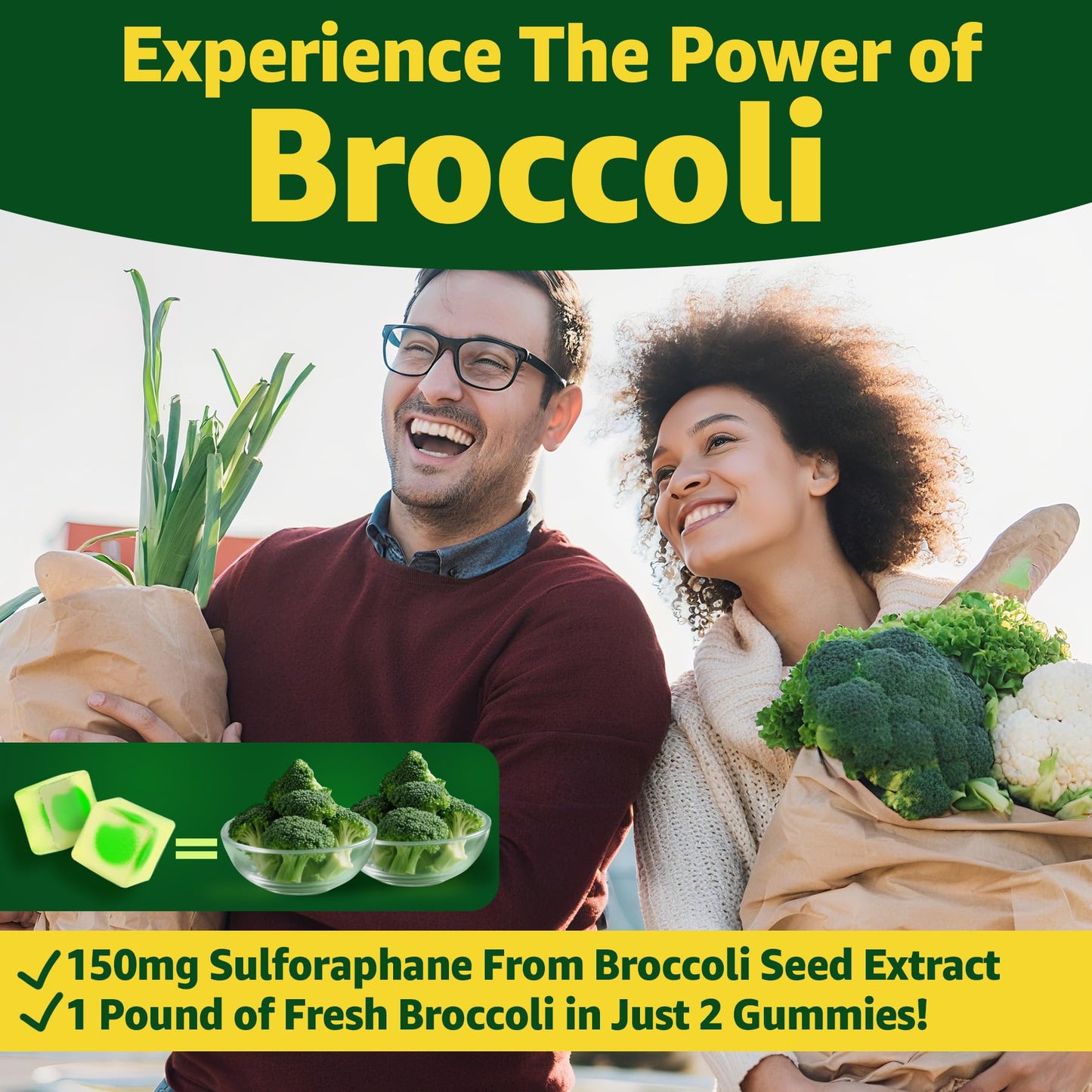 Liposomal Sulforaphane 150mg Gummies – Broccoli Seed Extract, Myrosinase, 60 Count