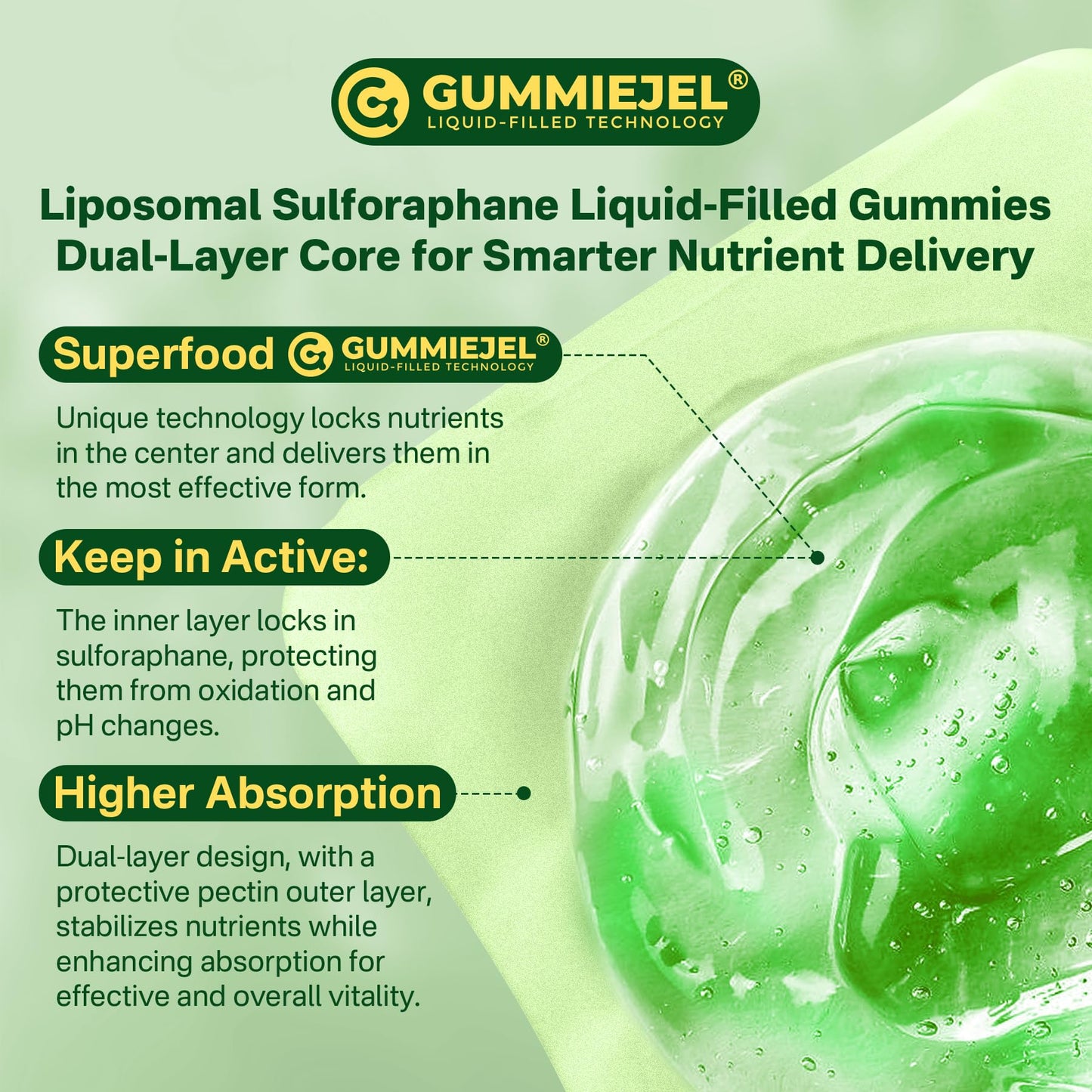Liposomal Sulforaphane 150mg Gummies – Broccoli Seed Extract, Myrosinase, 60 Count