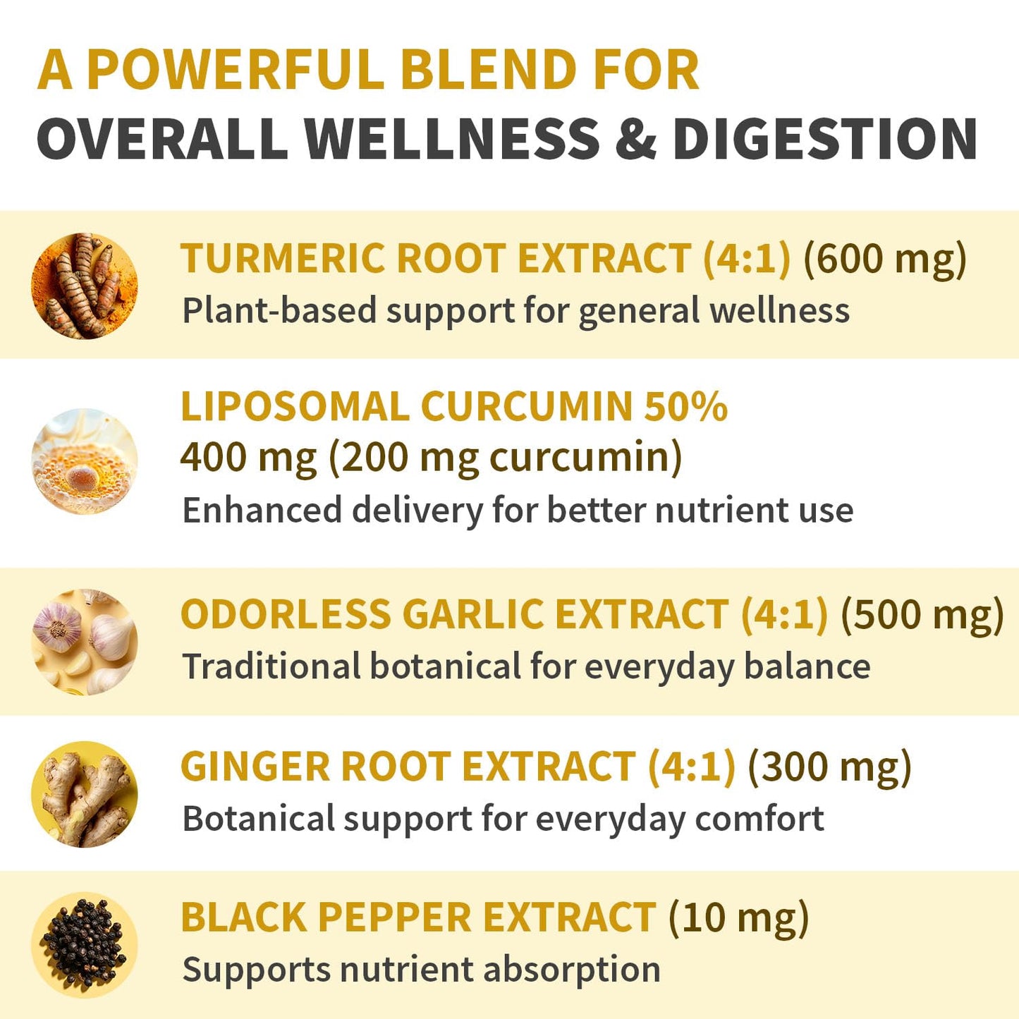 Liposomal Turmeric - High-Absorption Curcumin with Black Pepper (120ct) | Non-GMO