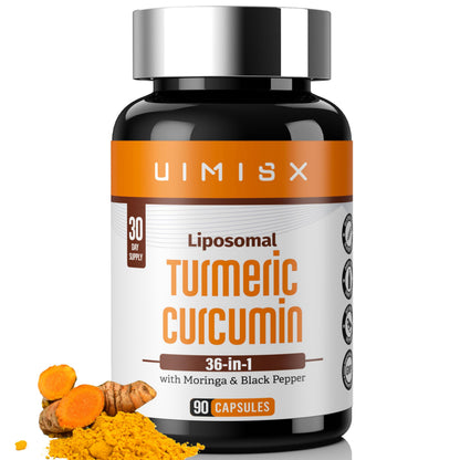 Liposomal Turmeric Curcumin Supplement – High Potency 95% Curcuminoids with Pepper & Moringa | Enhanced Bioavailability & Joint Support