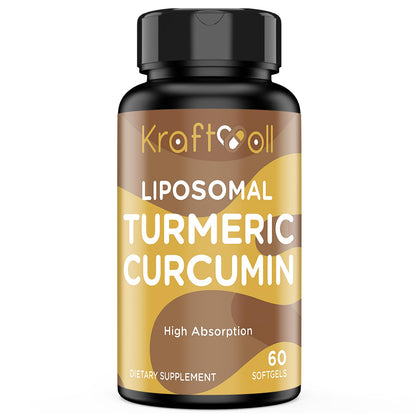 Liposomal Turmeric Curcumin Supplement 2200 mg with Black Pepper Extract 15 mg - 60 Softgels