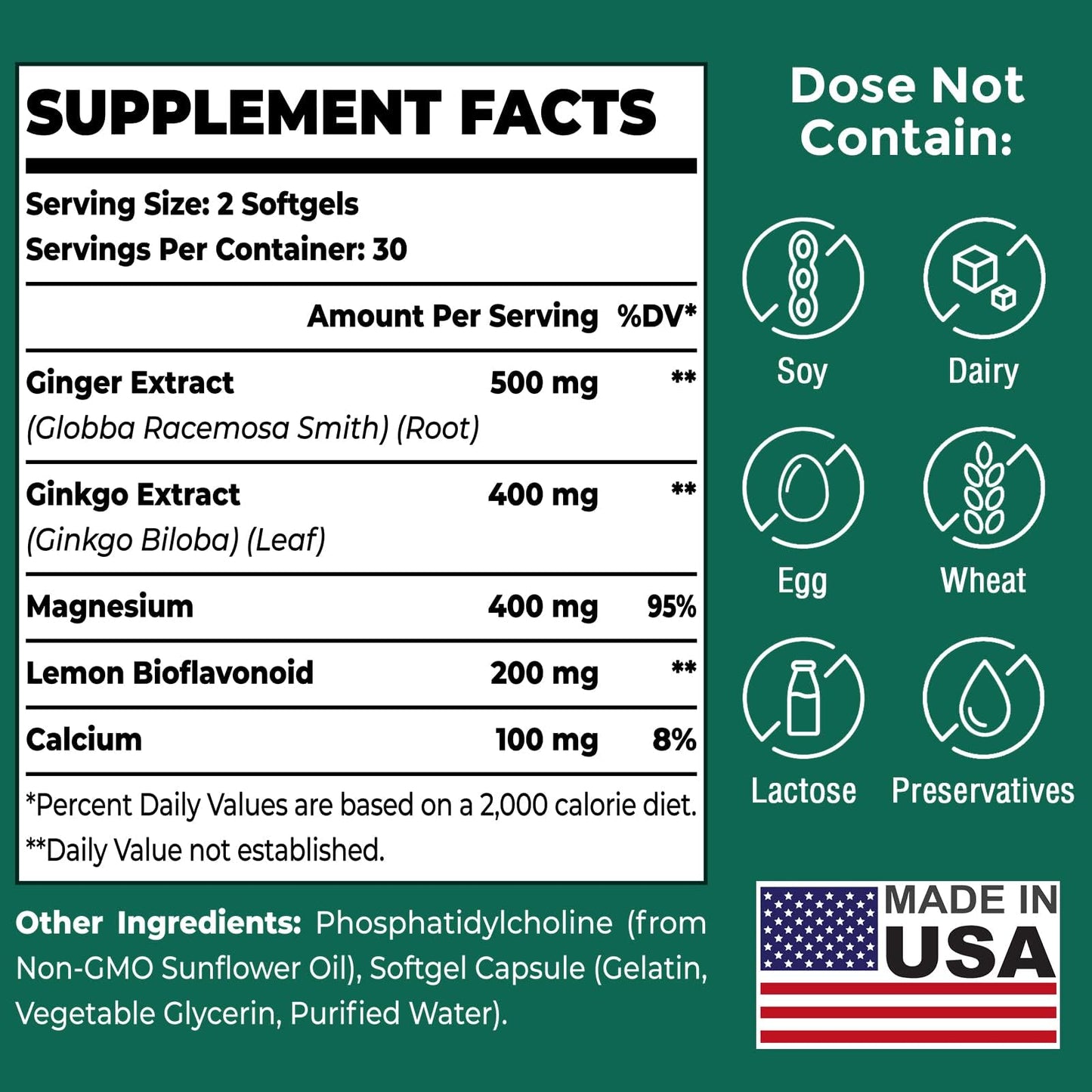 Liposomal Vertigo Supplement - High Absorption Formula with Ginkgo Biloba, Ginger, Magnesium | 60 Softgels