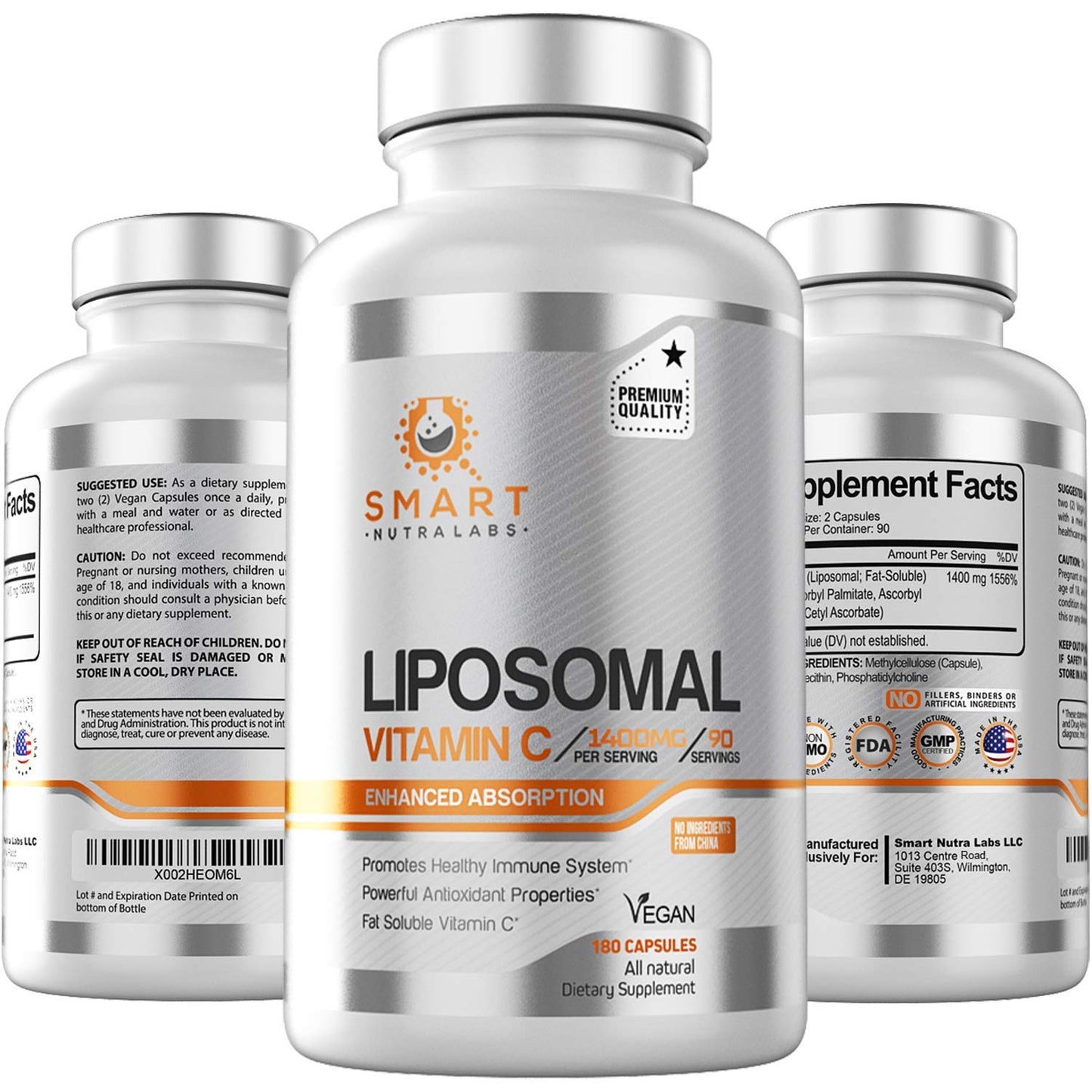 Liposomal Vitamin C 1400mg - 180 Vegan Capsules | China-Free, High-Absorption
