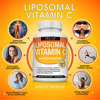 Liposomal Vitamin C 2100mg – High Absorption Immune Support | Vegan