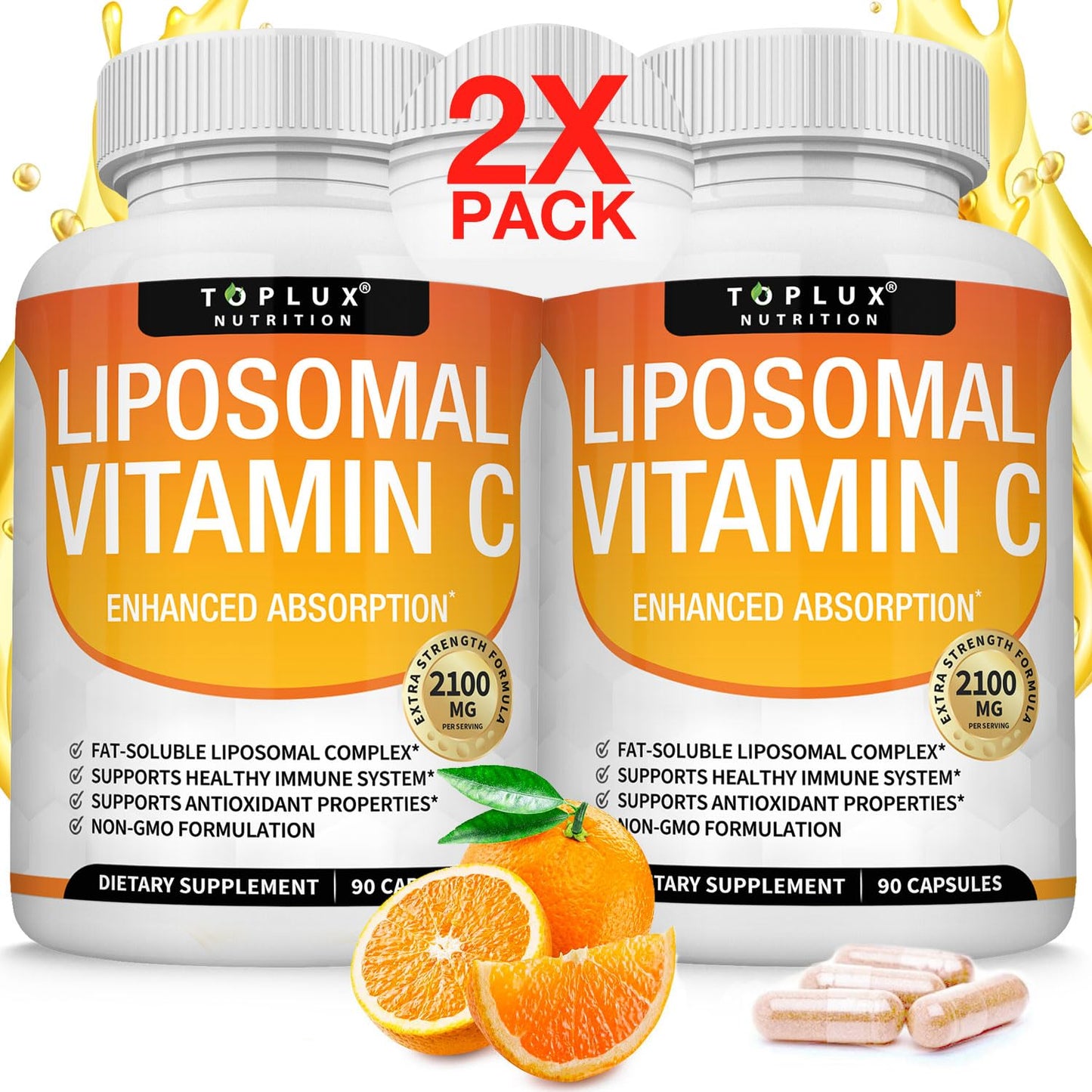Liposomal Vitamin C 2100mg – High Absorption Immune Support | Vegan