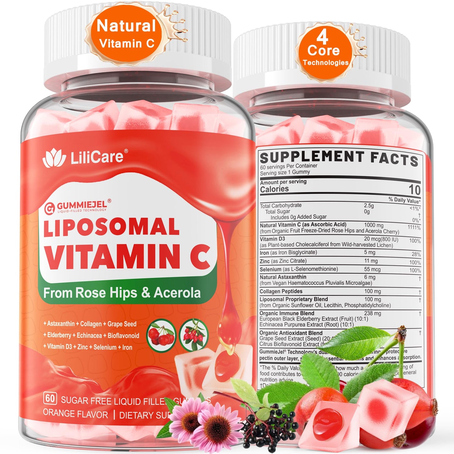 Liposomal Vitamin C Gummies 1000mg for Adults & Kids 9+ | Immune Support