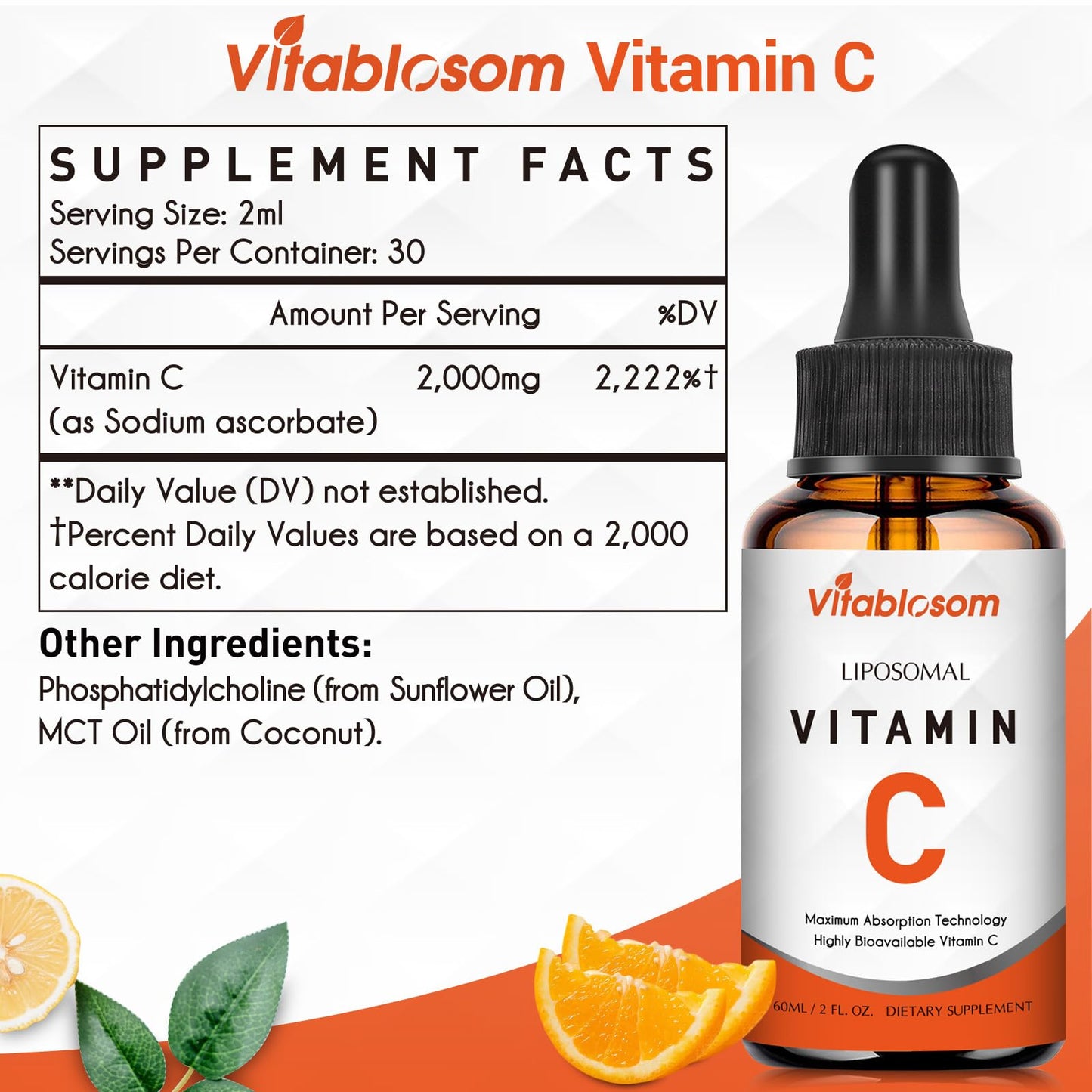 Liposomal Vitamin C Liquid Drops for Adults – Maximize Vitamin C, 60ml (1 Bottle)