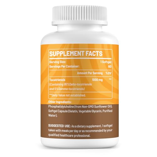 Liposomal Vitamin E Tocotrienols 1000mg - High Potency Tocotrienol Supplements (95% Delta, 5% Gamma)