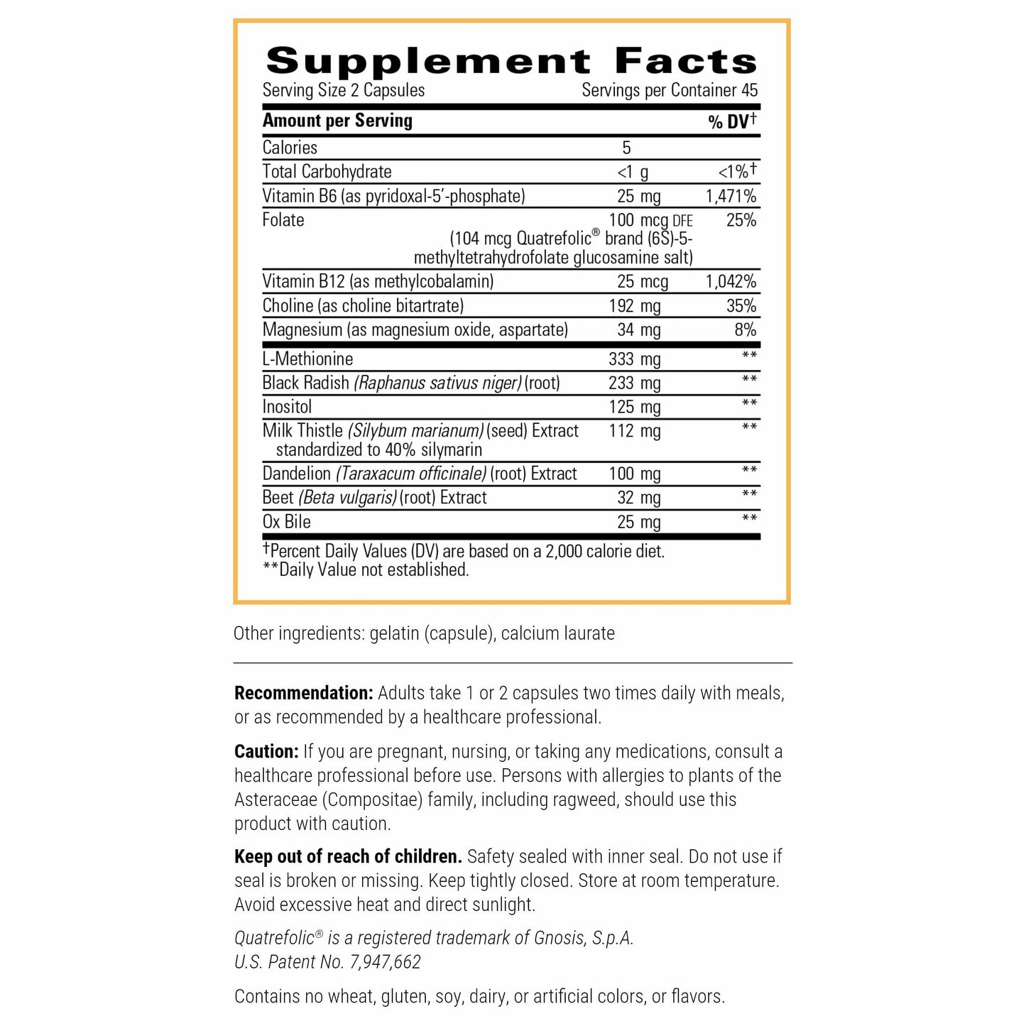 Integrative Therapeutics Lipotropic Complex - Liver Support Supplement for Adults* | Milk Thistle, Vitamin B6 & B12 | Gluten-Free & Dairy-Free - 90 Count (45 Servings)
