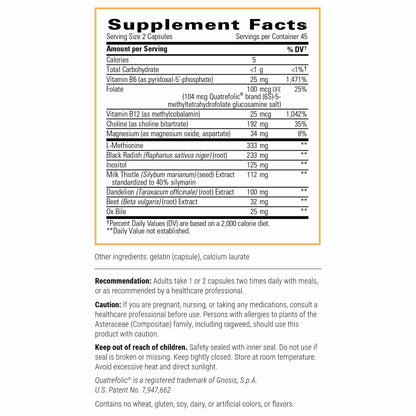 Integrative Therapeutics Lipotropic Complex - Liver Support Supplement for Adults* | Milk Thistle, Vitamin B6 & B12 | Gluten-Free & Dairy-Free - 90 Count (45 Servings)