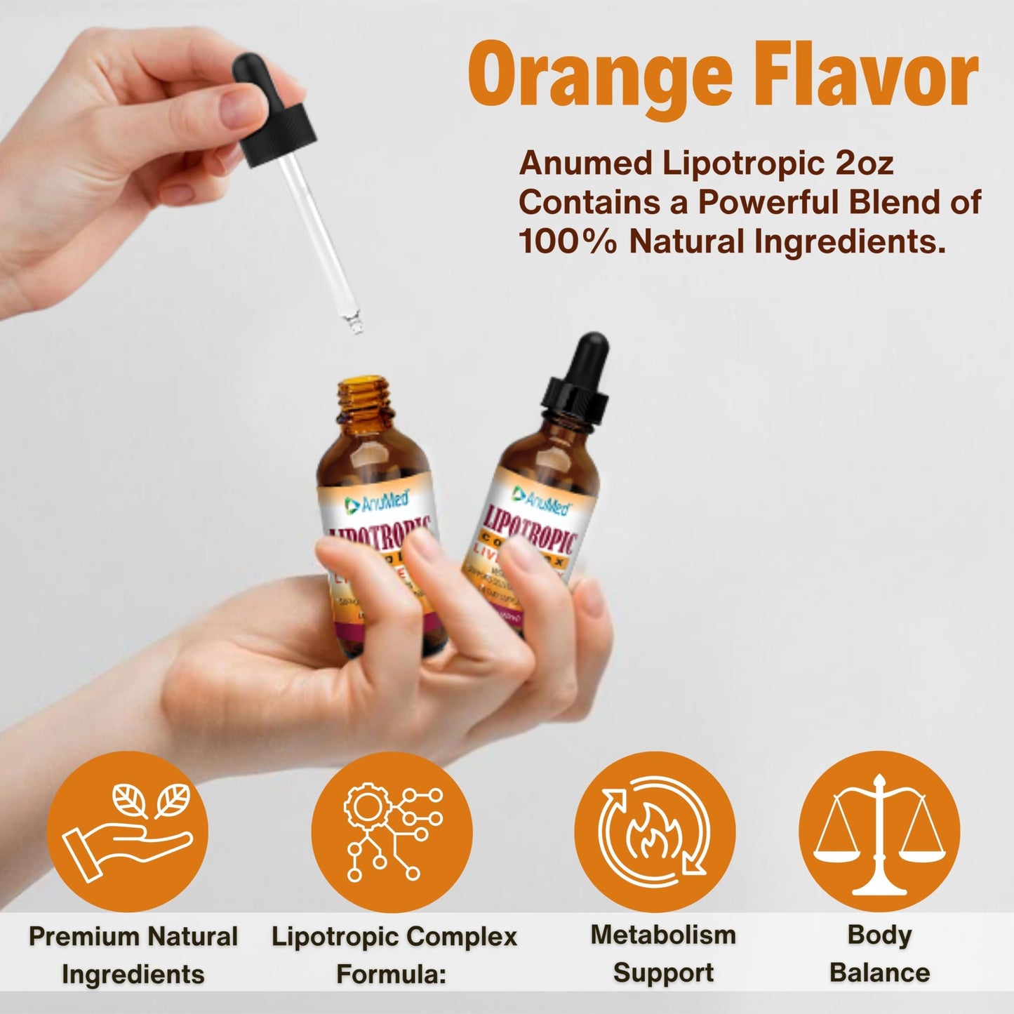 Anumed Lipotropic Drops 2oz – Folic Acid, B12, B6 | Non-GMO, Gluten Free, USA Made