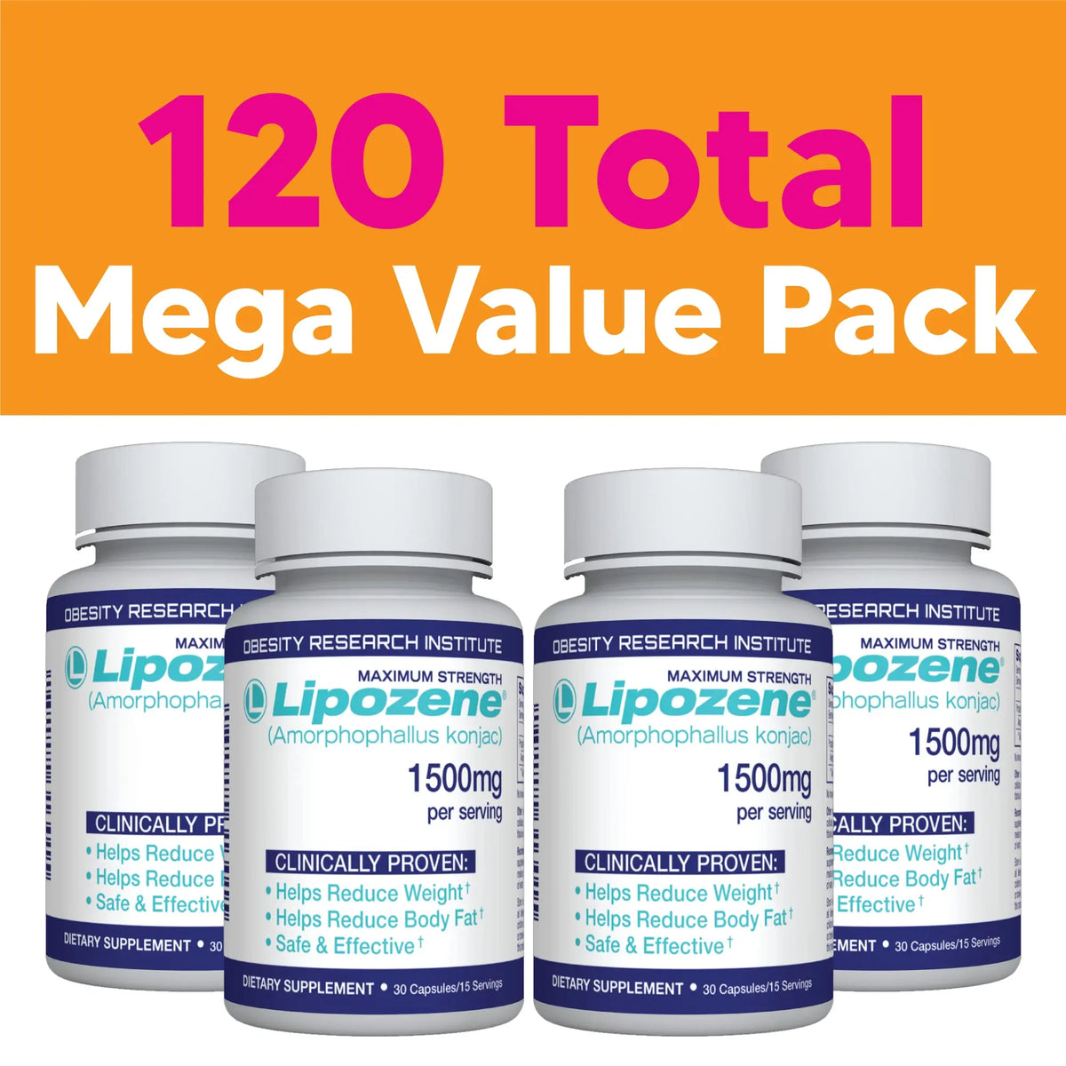 Lipozene Diet Pills – 4 Bottles (120 Capsules) Fiber-Based Appetite Control BritishVita | Premium UK Vitamins & Wellness Supplements