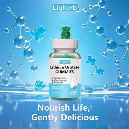 Liqherb Lithium Orotate Gummies 5mg – Mood Support & Stress Management (Vegan, Sugar-Free)