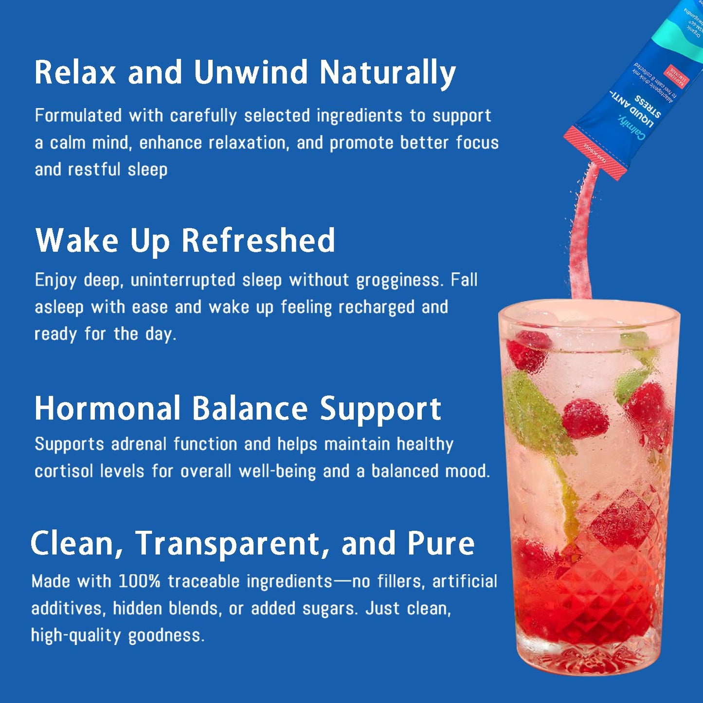 Liquid Anti-Stress Cortisol | Sugar Free Magnesium Drink with L-Theanine & Ashwagandha | 20 Packets