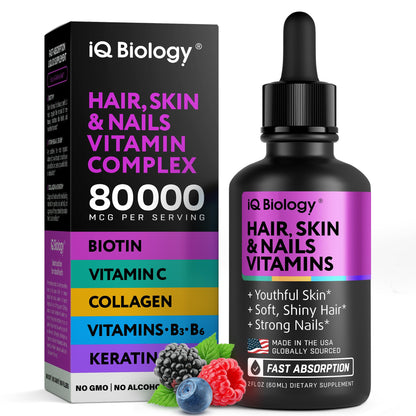 Liquid Biotin Drops for Hair Growth – Extra Strength 80,000 mcg (5,000 mcg per serving)