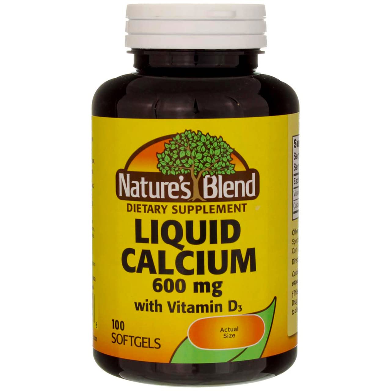 Liquid Calcium 600mg with Vitamin D3 (100 Softgels) – 3 Bottles (Total 300 Softgels)