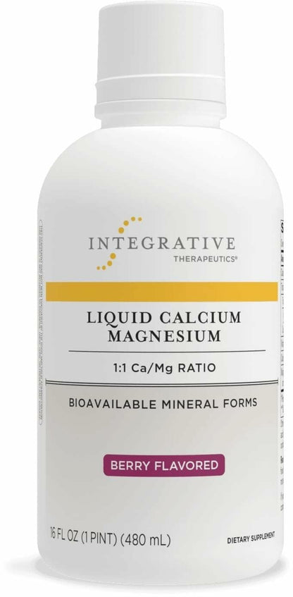 Integrative Therapeutics Liquid Calcium Magnesium – Berry Flavor, Vitamin D3, 16 oz | 32 Servings