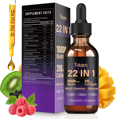 Liquid Collagen, Biotin & Hyaluronic Acid – Hair Growth Vitamins & Minerals (60ml) | Hair, Skin & Nails Support