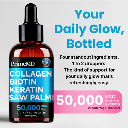 Liquid Collagen Peptides for Women – Biotin Serum for Hair, Skin & Nails (2 fl oz x2)