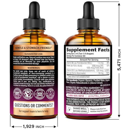 Liquid Iron Drops for Women 18 mg – USDA Organic, USA-Made, Cherry Flavor