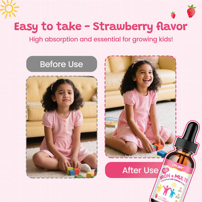 Liquid Iron Supplement for Kids, Women & Men – 2 oz, Calcium & Zinc