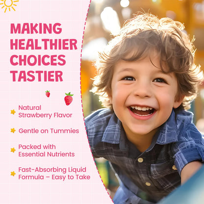 Liquid Iron Supplement for Kids, Women & Men – 2 oz, Calcium & Zinc