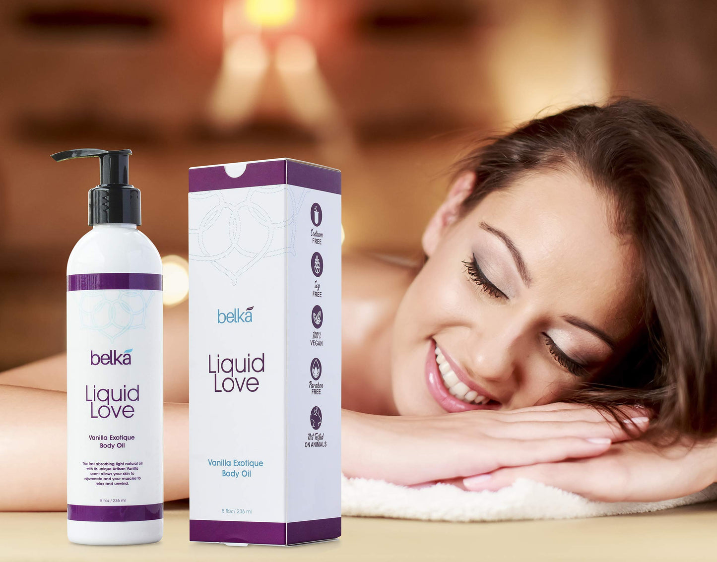 Liquid Love Vanilla Exotique Body Oil – Vegan Massage Oil, Made in USA, 8 fl oz