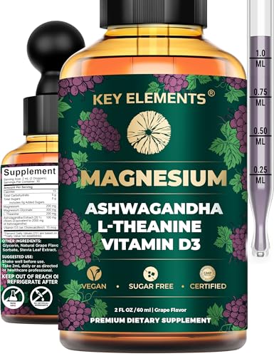 Liquid Magnesium Glycinate for Sleep with L-Theanine, Ashwagandha & Vitamin D3 | Magnesium Sleep Support
