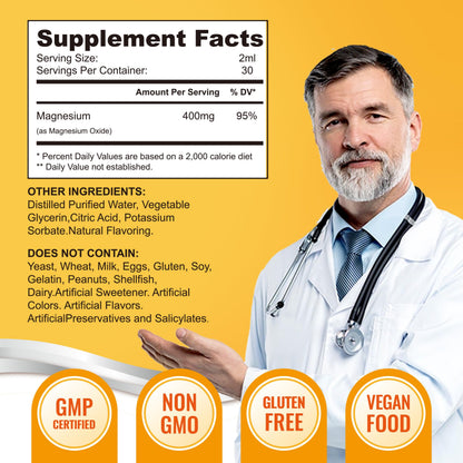 Liquid Magnesium Oxide 400mg Drops – 60ml | High-Potency Sublingual Magnesium
