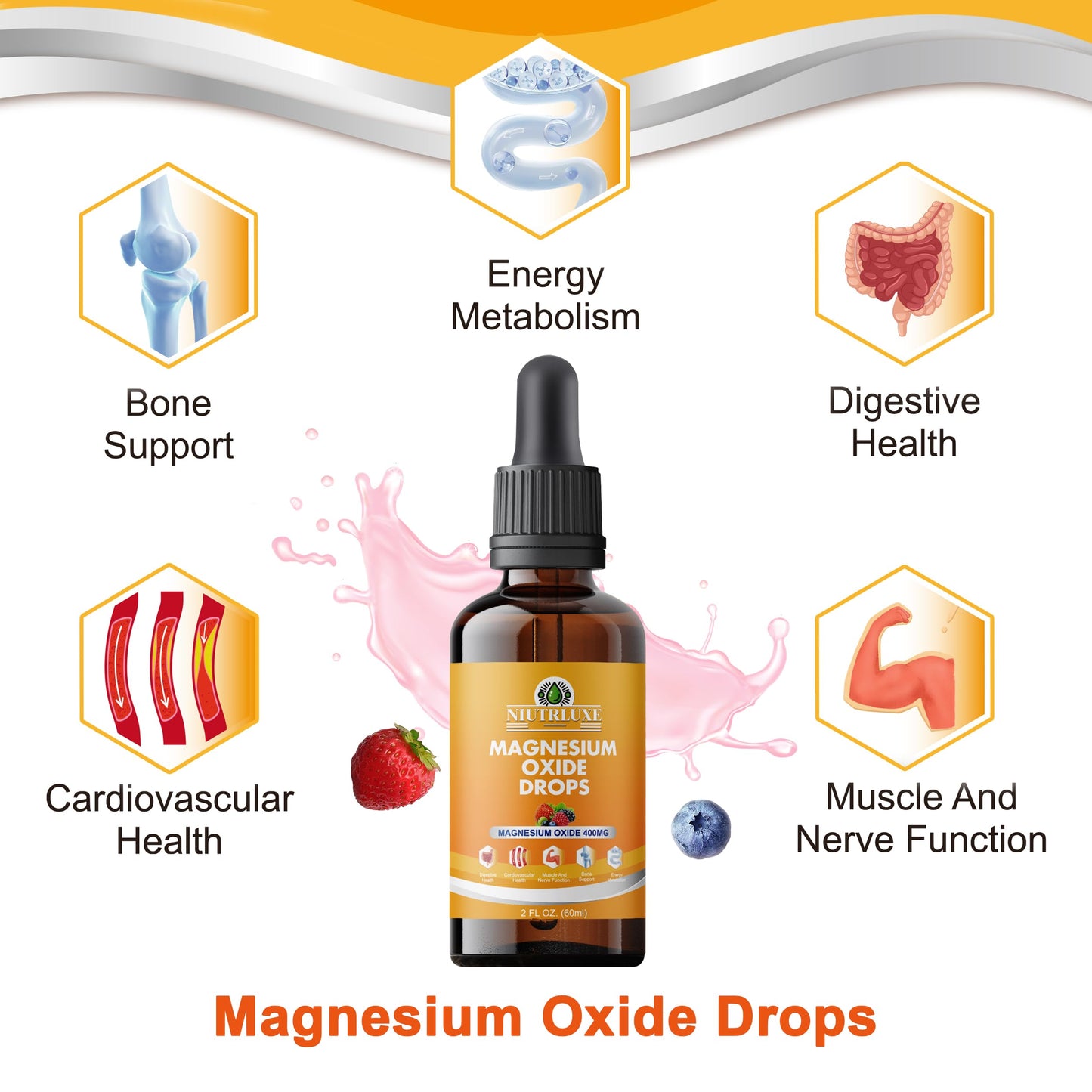 Liquid Magnesium Oxide 400mg Drops – 60ml | High-Potency Sublingual Magnesium