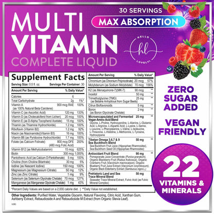 Liquid Multivitamin Sugar Free Berry 15 oz – Vegan, Non-GMO Daily Multivitamin