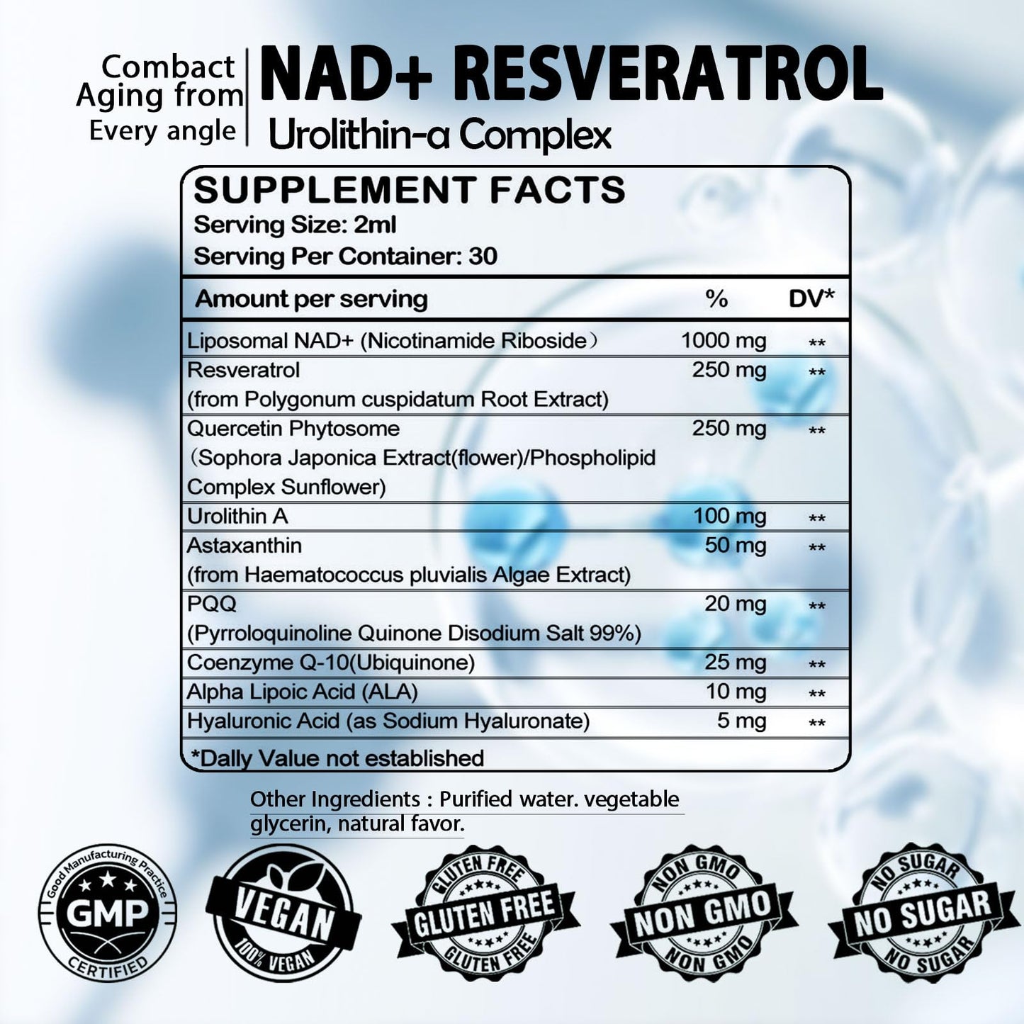 NAD+ Liquid Drops with Urolithin A – Extra Strength Liposomal NAD Supplement for Women & Men | CoQ10, Resveratrol, Alpha Lipoic Acid & Astaxanthin