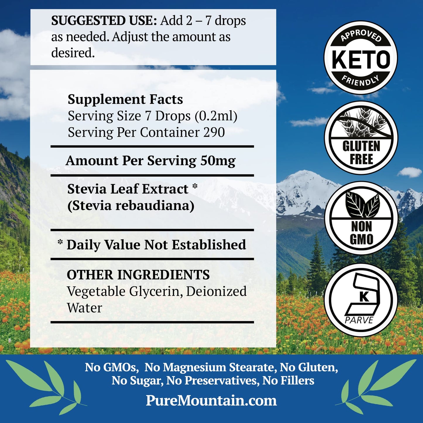 Liquid Stevia Drops – Alcohol-Free, Kosher Sugar Substitute (2oz) – Pack of 2