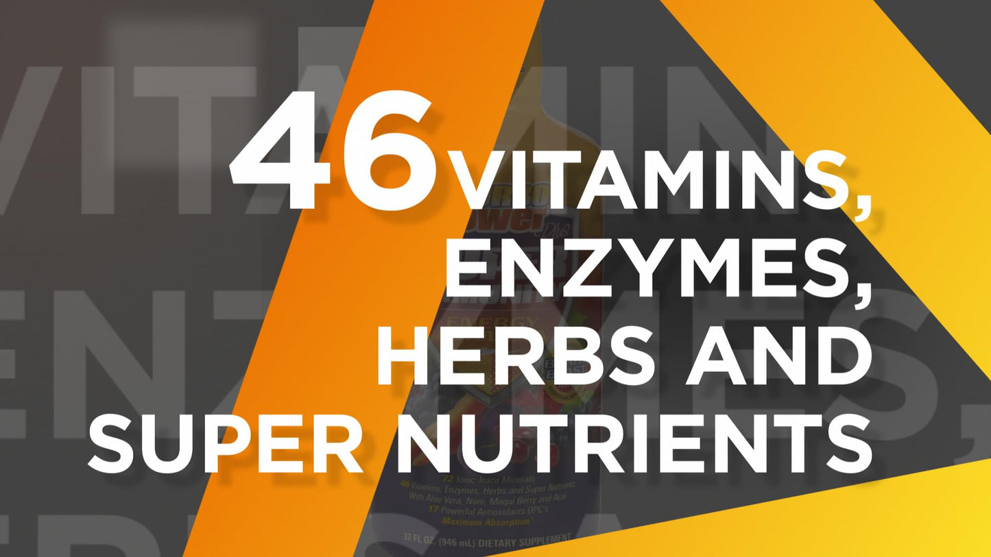 Turbo Power Liquid Vitamin Plus – 47 Vitamins, Enzymes, D3, C, A & Zinc for All Ages