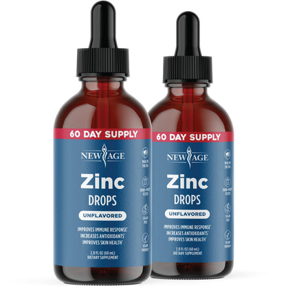 Liquid Zinc Drops for All Ages by NEW AGE – Immune Support, Vegan, Non-GMO | 60 Day Supply, 2-Pack