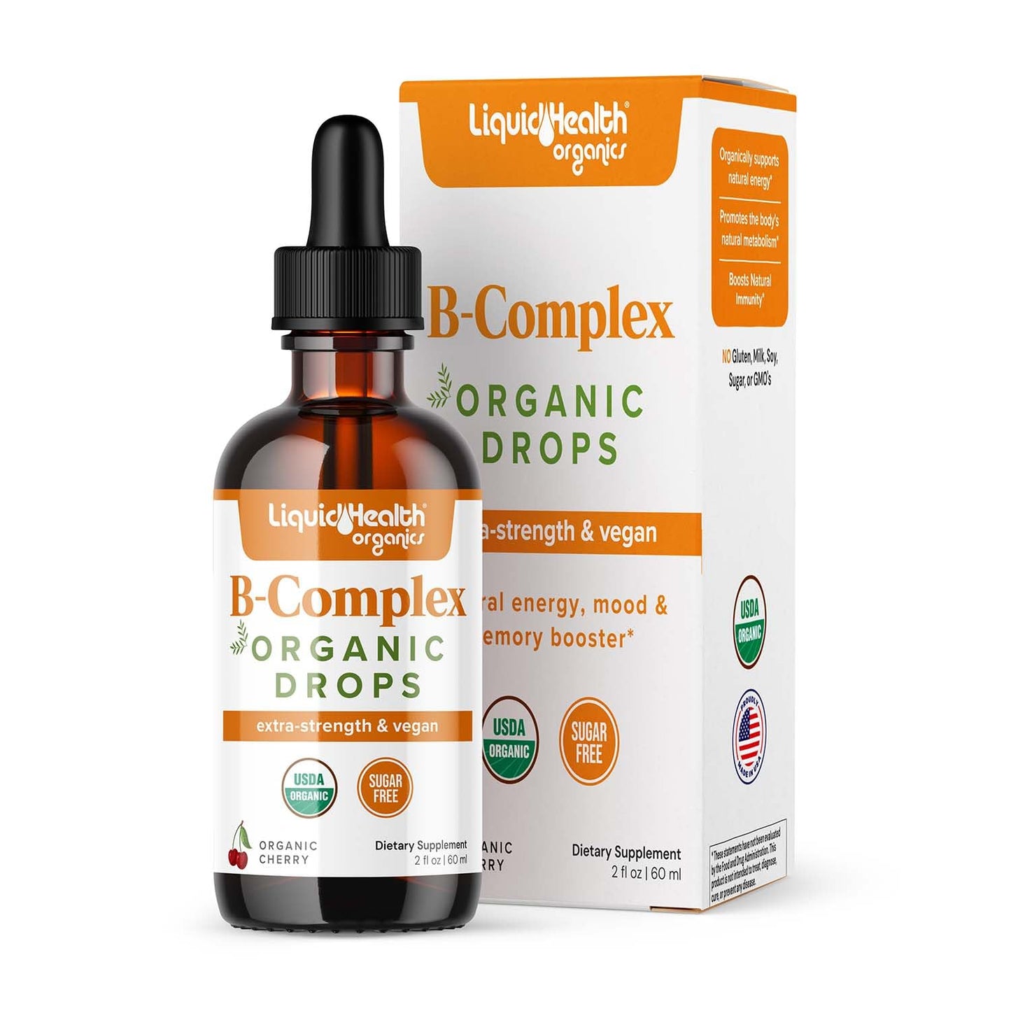 LIQUIDHEALTH Organic Vitamin B Drops - USA Made, Sugar Free, Vegan