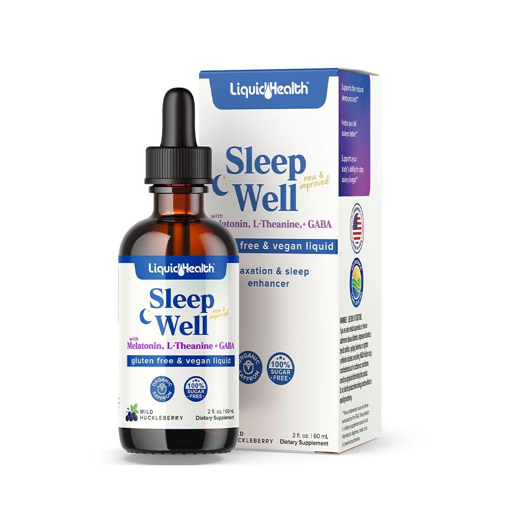 LIQUIDHEALTH Sleep Well Drops – Natural Melatonin Sleep Aid, USA Made