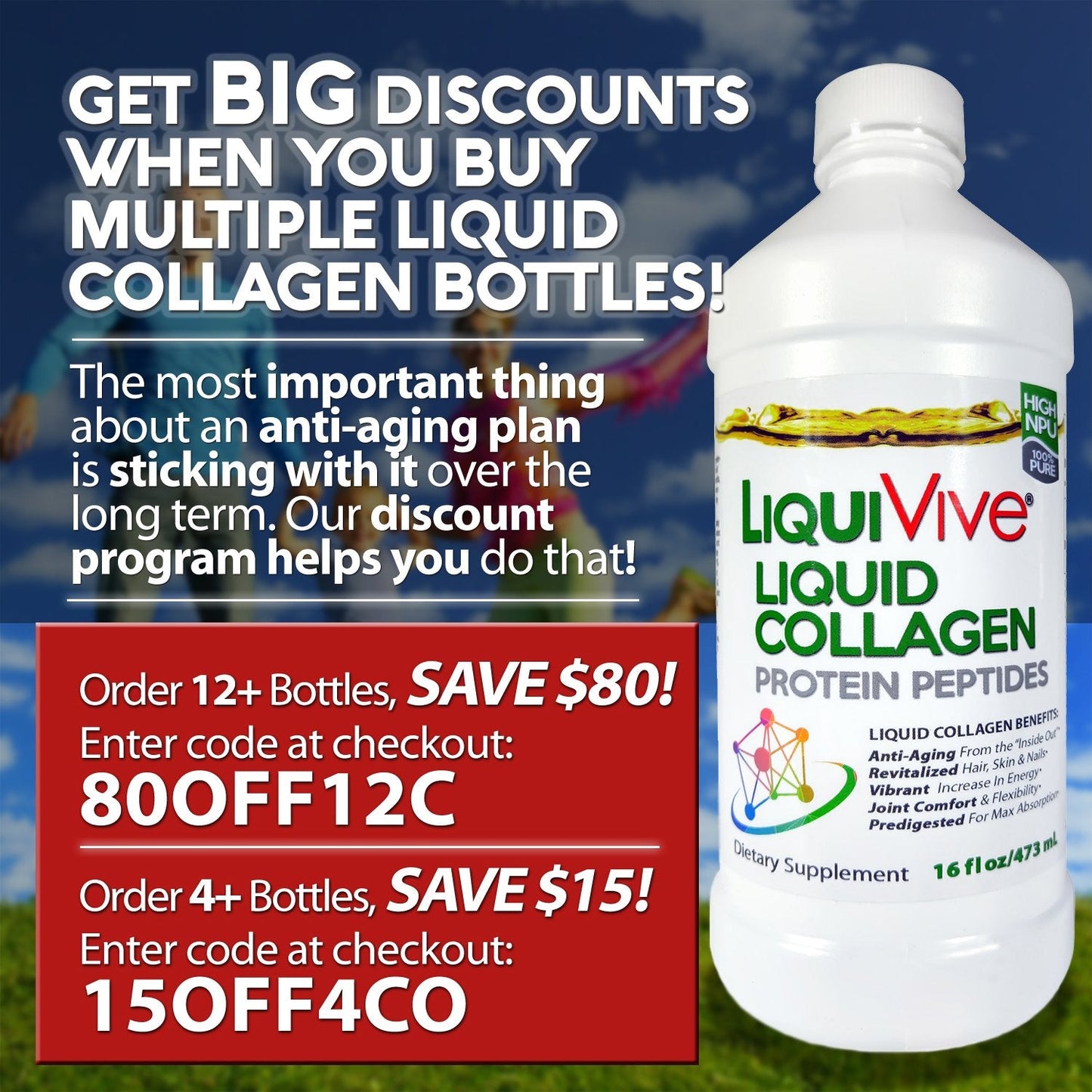 LiquiVive Liquid Collagen Protein Peptides Concentrate | Hydrolyzed Collagen Drink | Higher Absorption