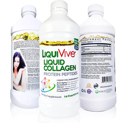 LiquiVive Liquid Collagen Protein Peptides Concentrate | Hydrolyzed Collagen Drink | Higher Absorption