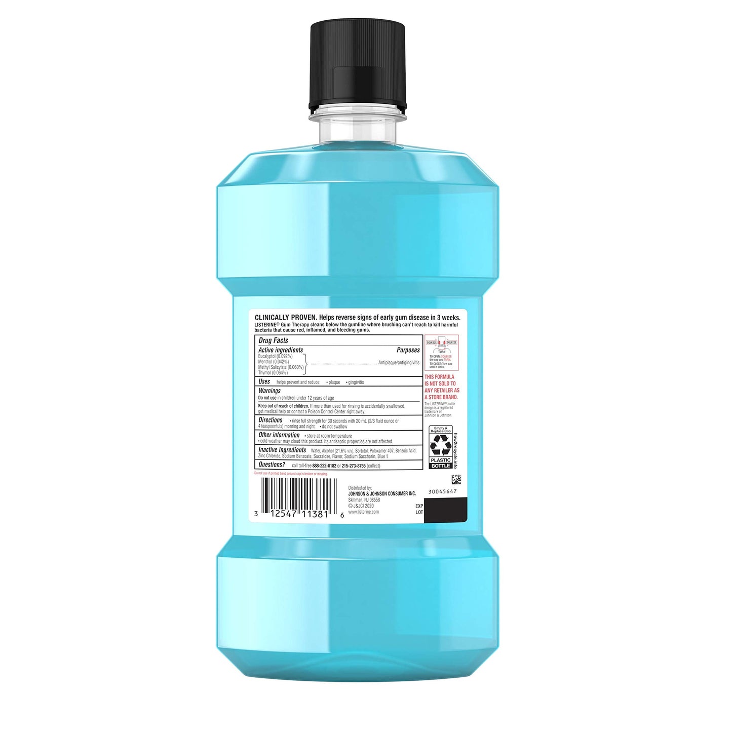 Listerine Gum Therapy Anti-Plaque & Gingivitis Mouthwash – Glacier Mint, 1 L (Pack of 3)