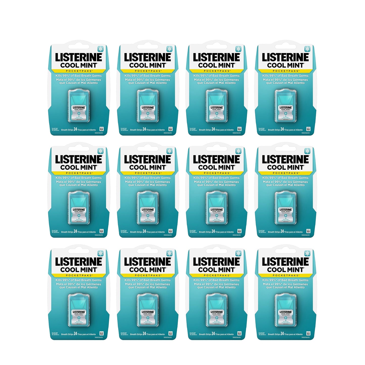 Listerine Cool Mint PocketPaks Breath Strips – 12-Pack (24 Strips Each)