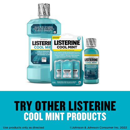 Listerine PocketPaks Cool Mint Breath Strips - 3 x 24-Strip Packs, Sugar Free