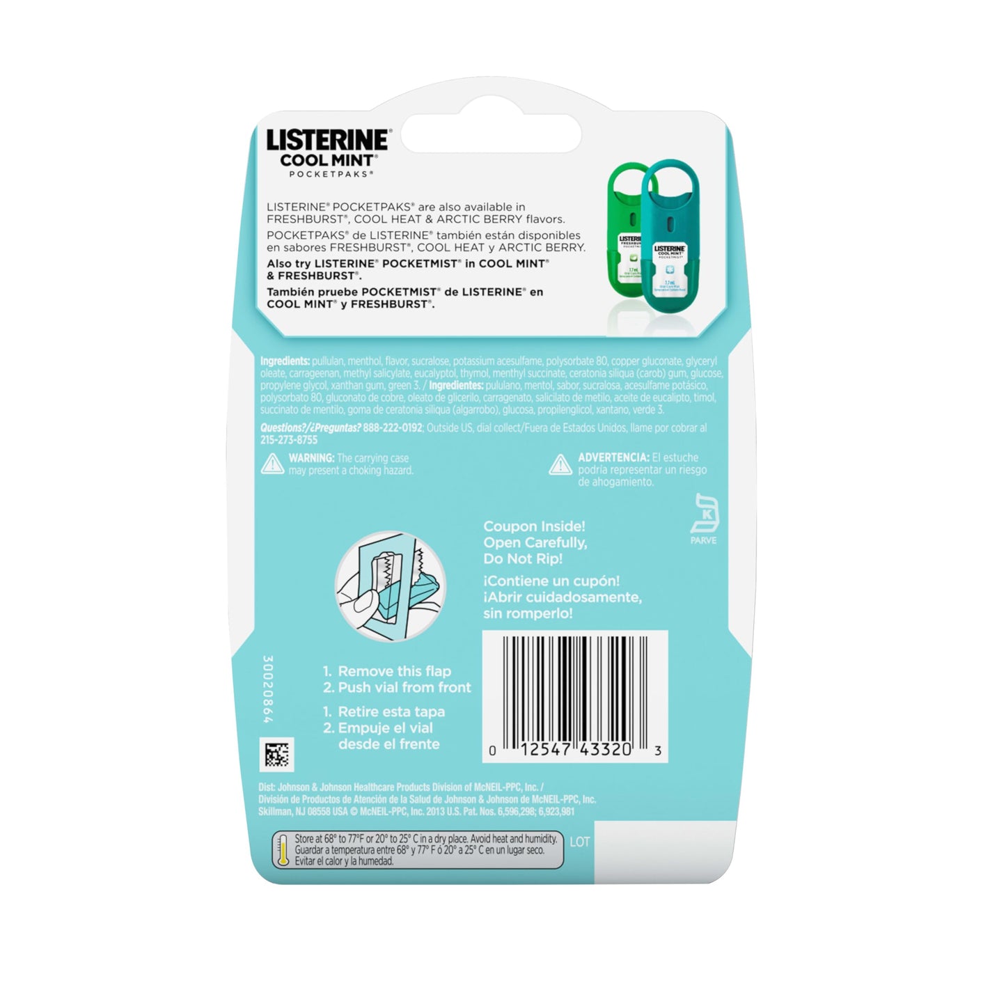 Listerine PocketPaks Cool Mint Breath Strips - 3 x 24-Strip Packs, Sugar Free