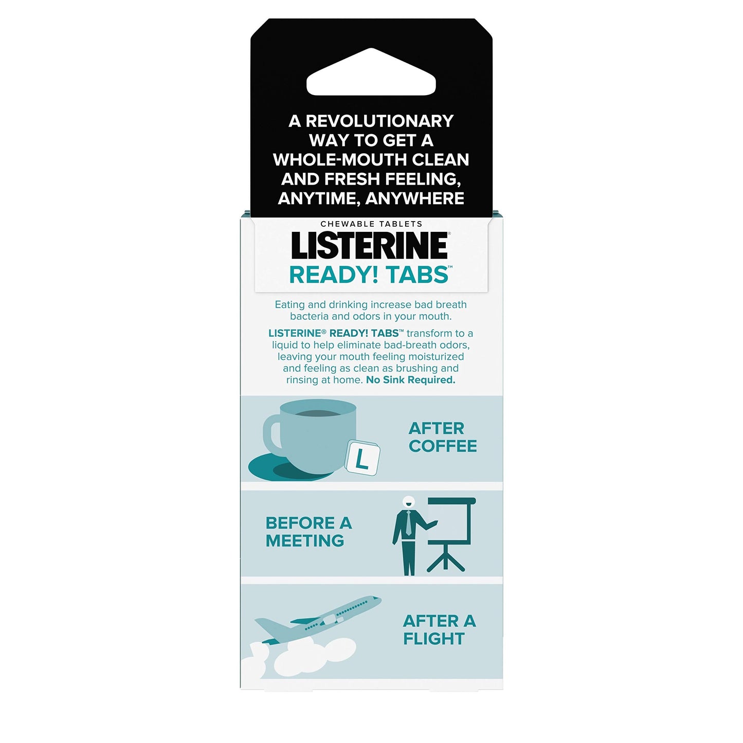 Listerine Ready! Tabs Chewable Tablets - Clean Mint, 24 Count | Fresh Breath On The Go