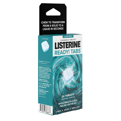 Listerine Ready! Tabs Chewable Tablets - Clean Mint, 24 Count | Fresh Breath On The Go