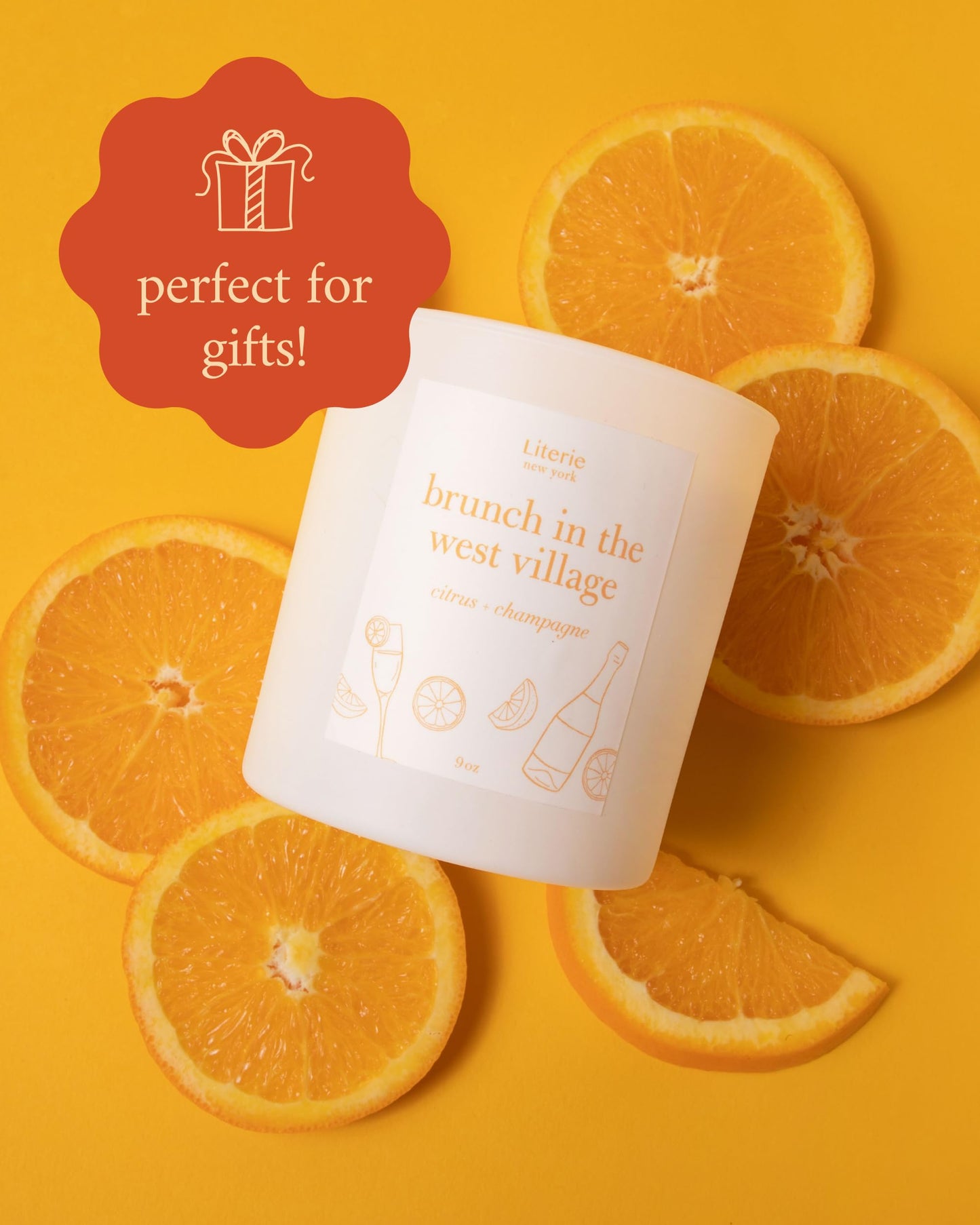Brunch in The West Village Candle – Citrus & Champagne (9oz, Vegan Soy)