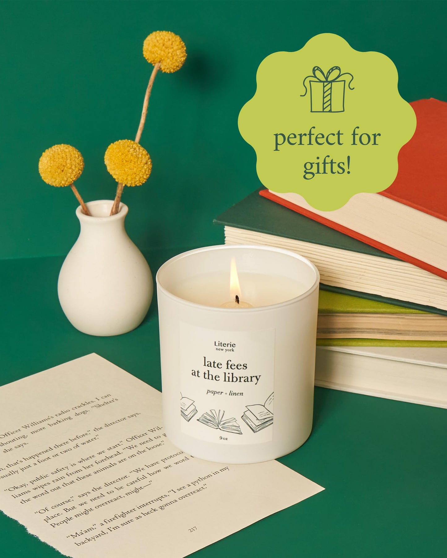 Literie NYC Inspired Candle – Paper & Linen, 9oz, 50-Hour Burn | Vegan Soy & Coconut