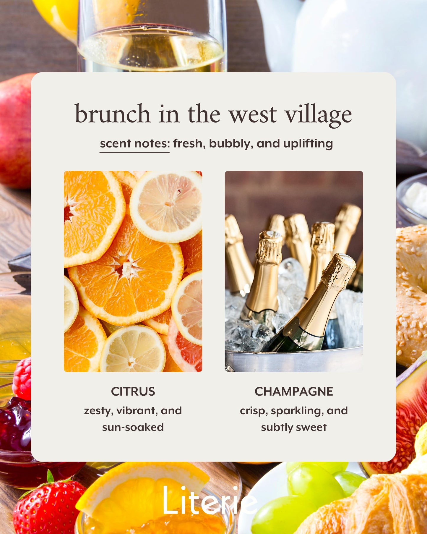 Brunch in The West Village Candle – Citrus & Champagne (9oz, Vegan Soy)