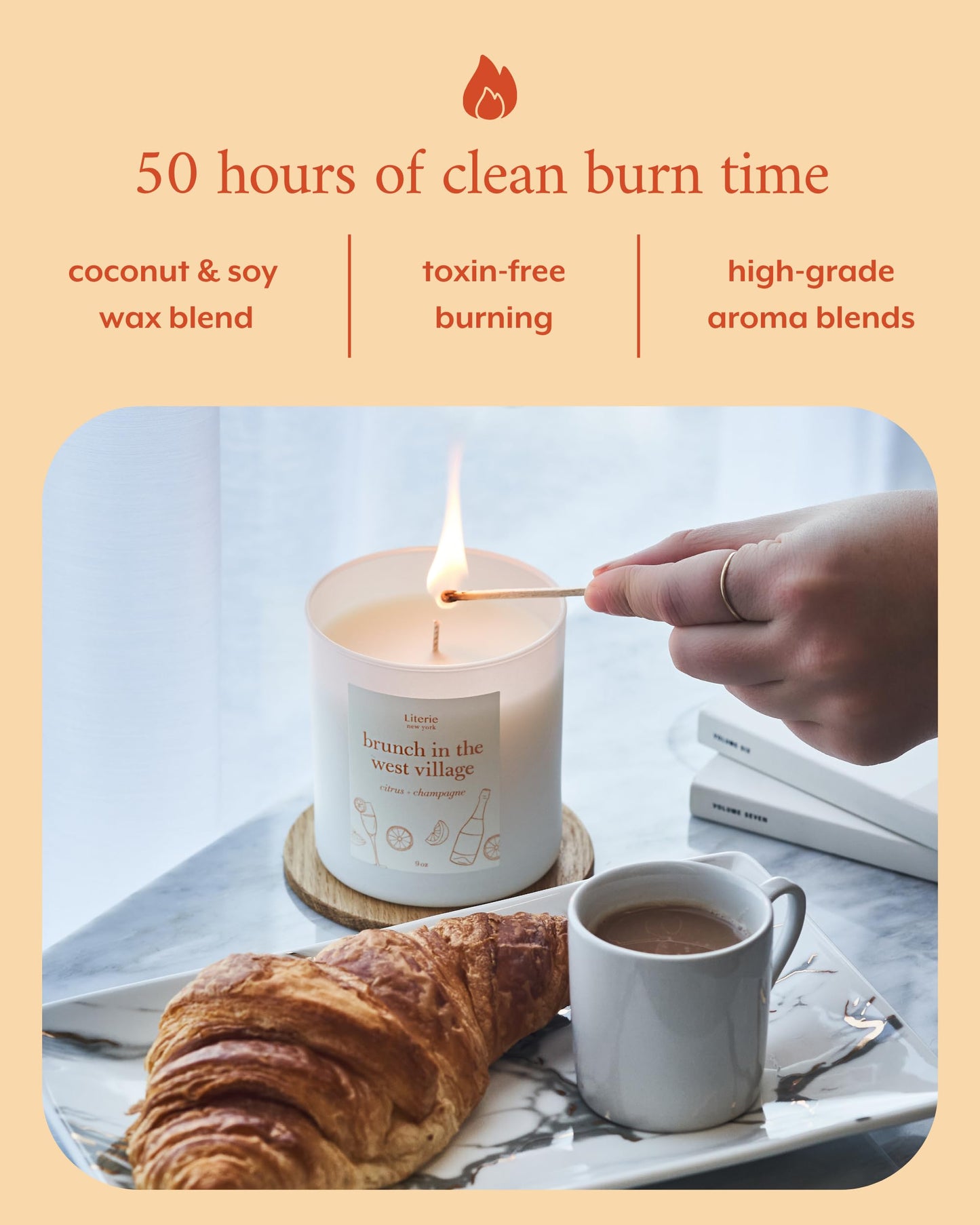 Brunch in The West Village Candle – Citrus & Champagne (9oz, Vegan Soy)