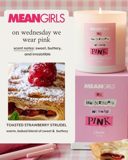 Literie Mean Girls Inspired Scented Candle – On Wednesdays We Wear Pink, 9oz, 50-Hour Burn (Vegan Soy & Coconut Wax)
